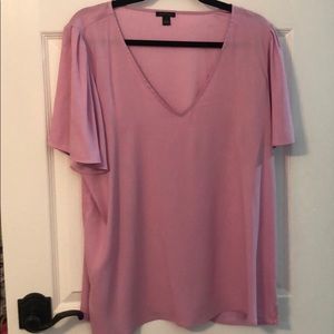 V neck flutter sleeve blouse